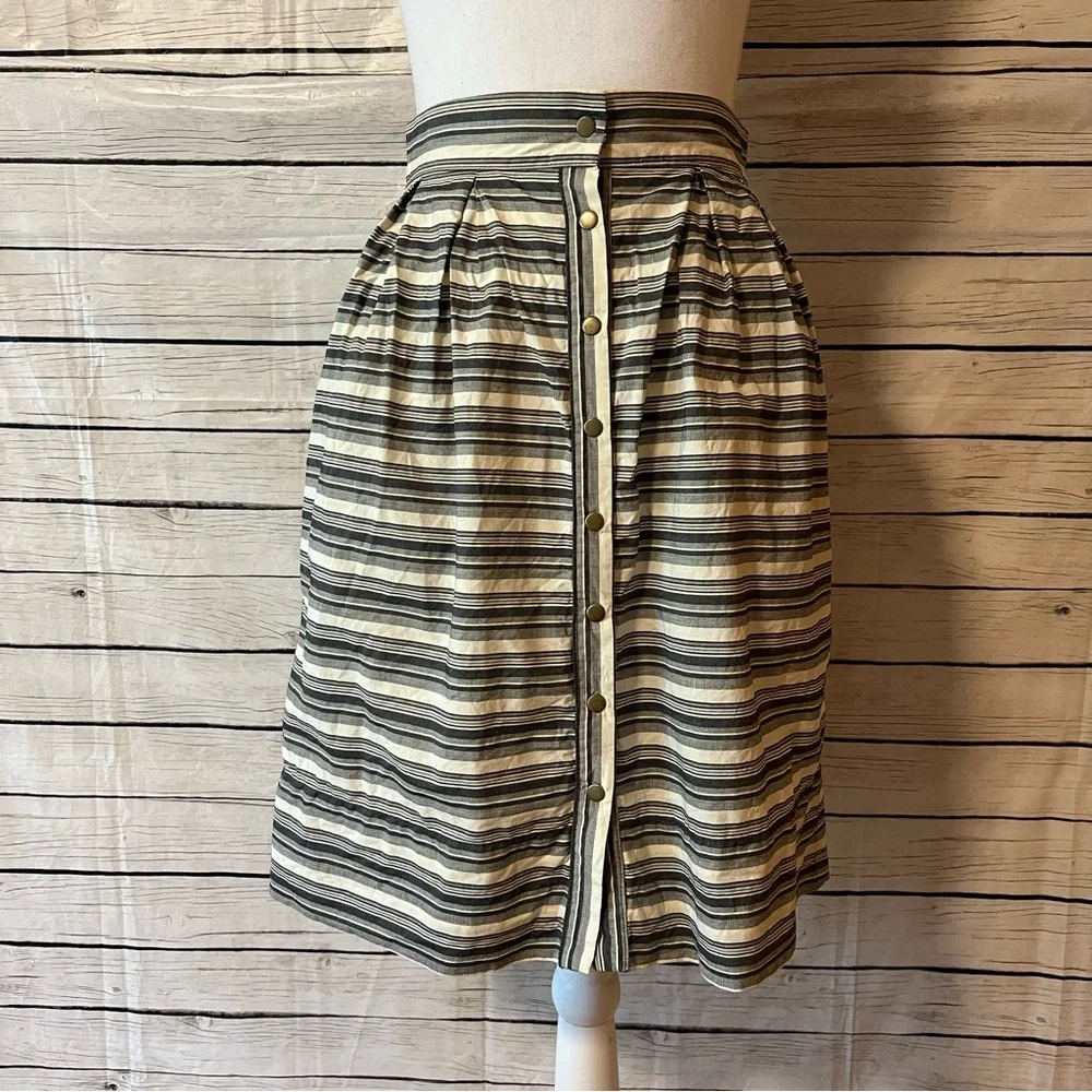Corey Lynn Calter Black and Cream Striped Skirt Size 4 - Picture 1 of 7